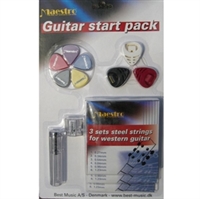 Strenge startpakke til western guitar med 3 s�t strenge, winder og plektre