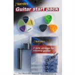 El-guitar startpakke med 3 s�t strenge, winder og plektre