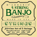 D'Addario J69 Banjostrenge .009 med Phosphor Bronze wound .020